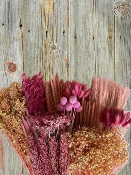 MONOCHROMATIC TINTED PINK DRIED GRASSES AND FILLERS ASSORTED COMBO BOX
